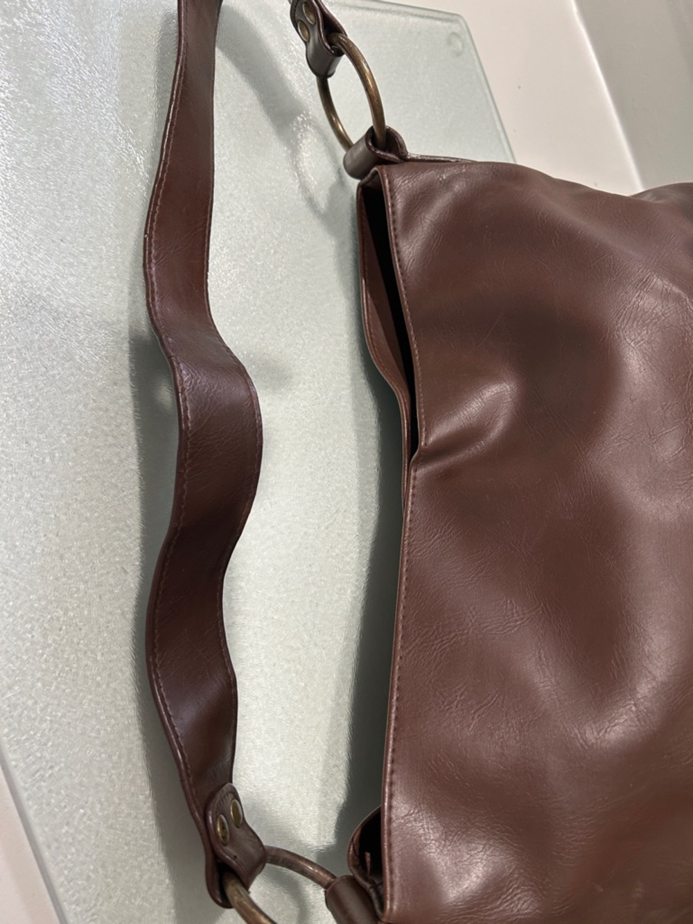 Frankie and Johnnie Studded Leather Shoulder Bag - Brown - Picture 6 of 11